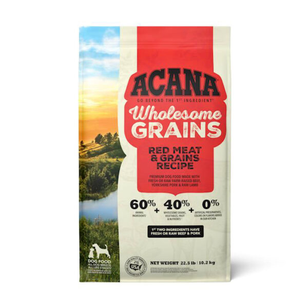 Acana® Wholesome Grains Dry Dog Food, Red Meat and Grains, Beef, Pork, and Lamb, Gluten Free 22.5lb