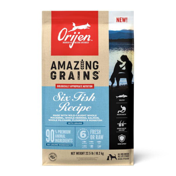 Orijen High Protein, Amazing Grains Six Fish Dry Dog Food 22.5lb