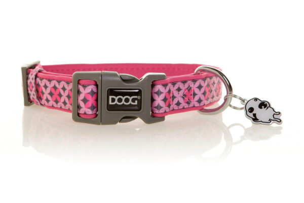 DOOG XS Neoprene Dog Collar Toto Pink & Black Stars
