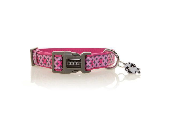 DOOG M DOOG Neoprene Dog Collar Toto Pink & Black Stars