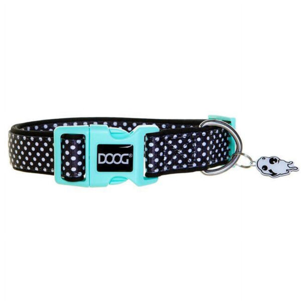 DOOG L Neoprene Dog Collar Pongo Black/White Polka Dot