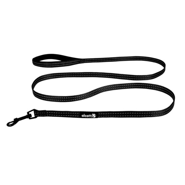 Alcott Adventure Dog Leash with Reflective Stitching & Neoprene Padded Handle, Black Small