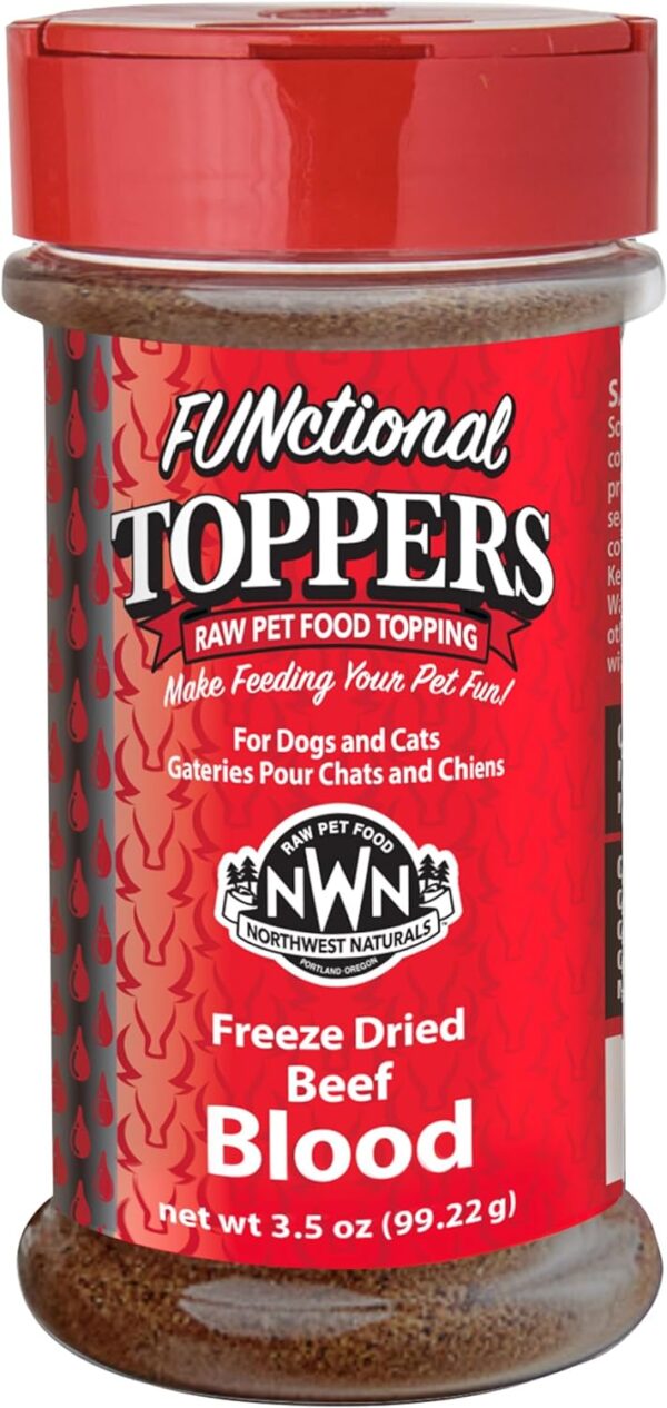 NORTHWEST Naturals Freeze-Dried Beef Blood Functional Topper - for Dogs & Cats - Healthy, 1 Ingredient, Human Grade Pet Food, All Natural 3.5oz