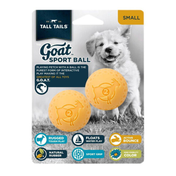 Tall tails 2 in. Goat Ball Dog 2pack Yellow