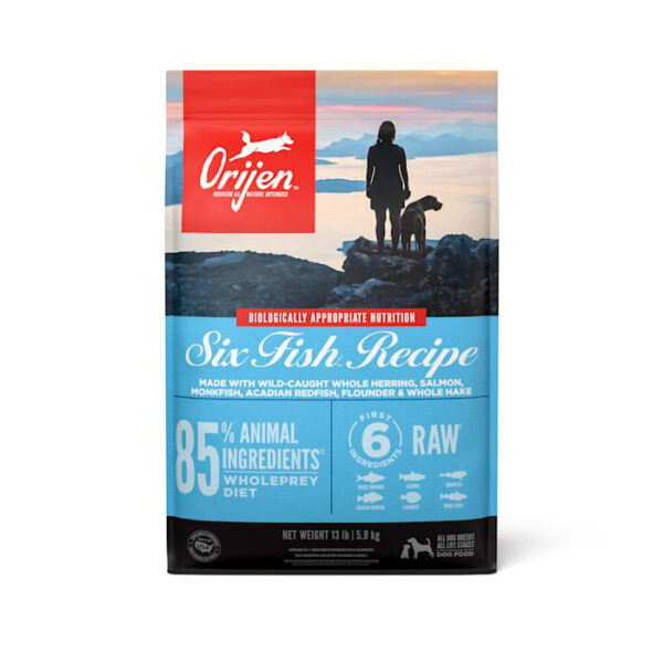Orijen Six Fish Biologically Appropriate Fresh Fish & Sea Vegetables Dry Dog Food
