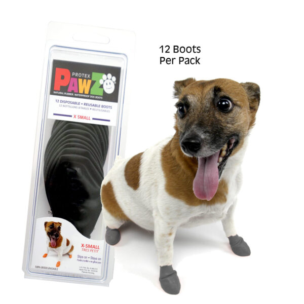 Pawz Rubber Dog Boots for Small Dogs 12pk Black Dog Booties